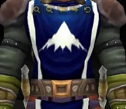 Ivory mountain emblem on the navy Olympus tabard